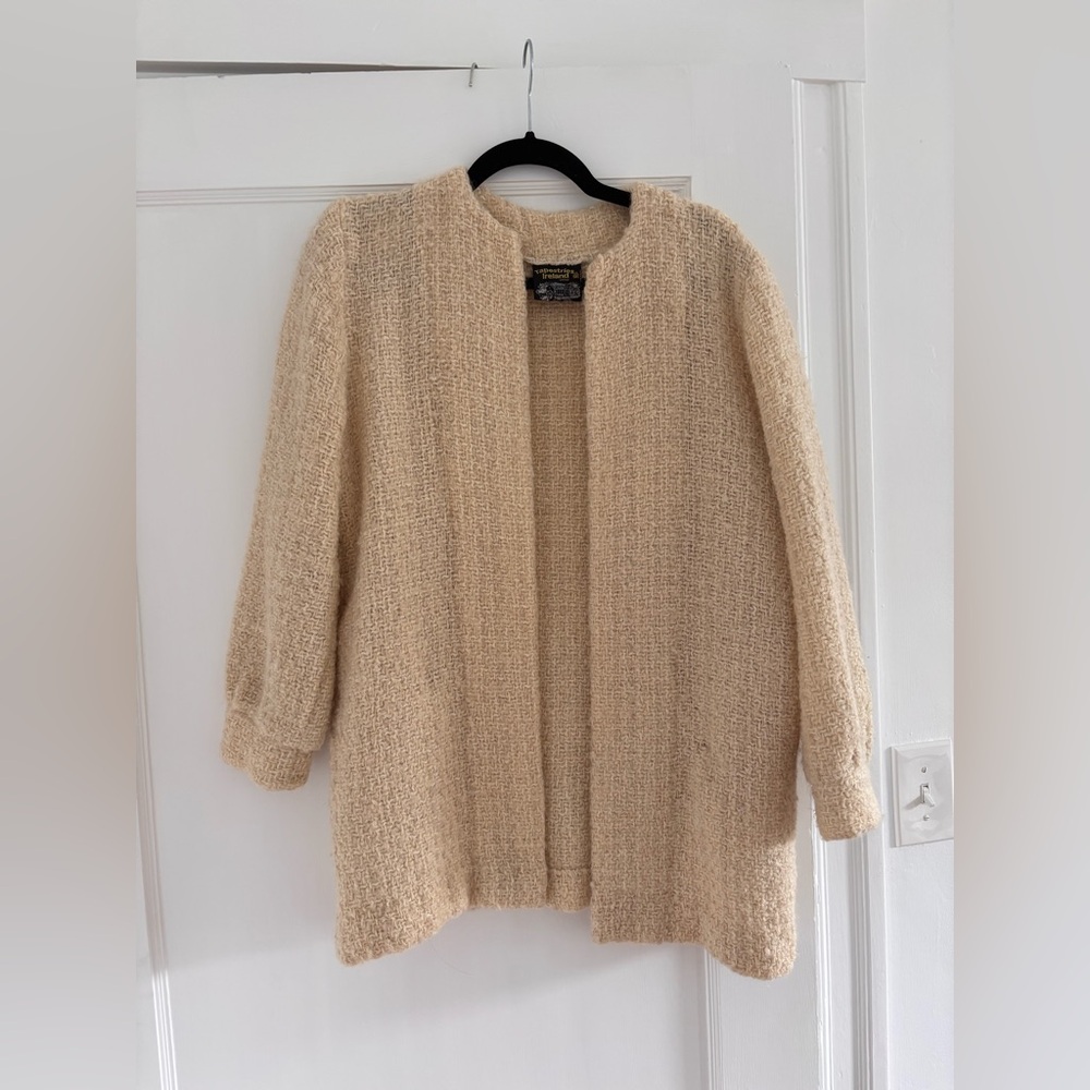 Vintage 100% Wool Woven Blazer / Jacket / Coat - Cream/White